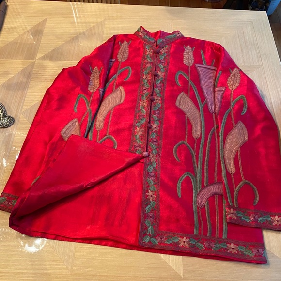 Vintage Handmade Raw Silk Jacket hand Embroidered - Picture 15 of 15